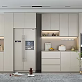 Wine Cabinet Design In Modern Kitchen With Storage And Appliances