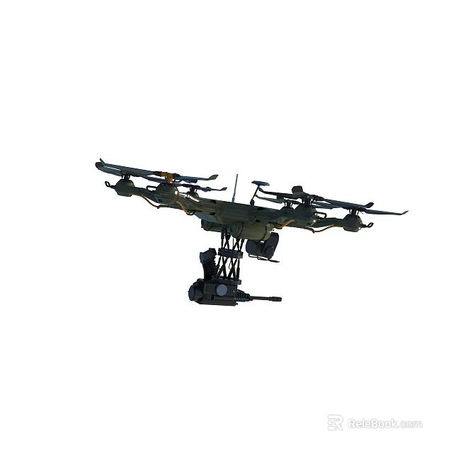 Smart Machine Multi rotor Aerial Drone With Payload Equipment And Flight System 3d model 