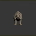 Detailed Lifelike Rhinoceros Model With Textured Skin On Dark Shiny Surface