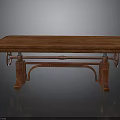 Classic Solid Wood Table With Brown Surface And Decorative Carved Legs