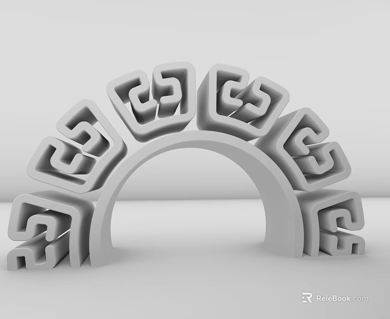 Gray Commercial Equipment With Curved Structure And Intricate Geometric Patterns 3d model 