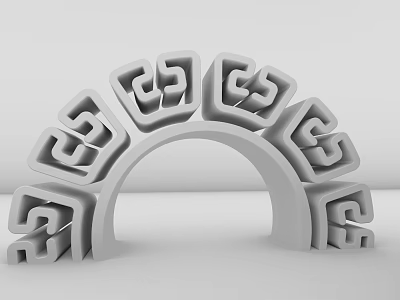 Gray Commercial Equipment With Curved Structure And Intricate Geometric Patterns 3d model