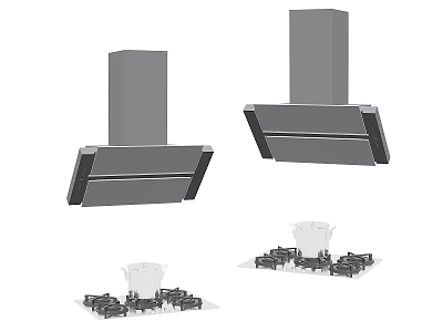 Modern Kitchen Range Hoods And Stovetop Cooking Appliances 3d model