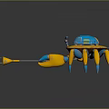 Mechanical Crab Character Design With Blue Shell And Yellow Claws 3d model