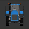 Blue Tracked Tractor With Cabin Headlights And Orange Warning Lights 3d model