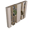 Modern Wooden Decorative Cabinet with Shelves Books Green Plants and Decorative Items