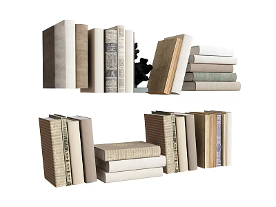 Stacked and Standing Books with Different Colors and Various Textures Collection 3d model