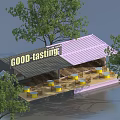 Good Tasting Container Building Outdoor Dining Area With Tables Chairs And Trees