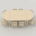 Oval Wooden Kids Table With Six Matching Chairs For Children's Room
