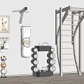 Home Gym Sports Equipment With Punching Bag Boxing Gloves Dumbbells Climbing Ladder And Training Ball
