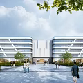 Modern Industrial Factory Building With Glass Curtain Walls Trees Lawns And Landscaped Surroundings