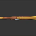Vintage Gun With Wooden Stock And Orange Brown Metal Components