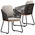 Modern Rattan Dining Table Set With Comfortable Armchairs And Wooden Square Tabletop