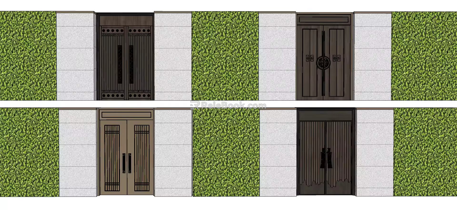 New Chinese Style Gate Patio Door 3d model