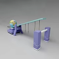 Globe Placed On Purple Balance Scale With Blue Beam And Stand