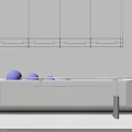 Modern Reception Desk With Glass Countertop Concrete Base Blue Decor Items And Hanging Pendant Lights