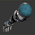 Mechanical Arm With White And Teal Components And Articulated Joint Design 3d model