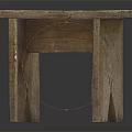 Rustic Vintage Wooden Bench With Worn Tabletop And Crossed Legs Design