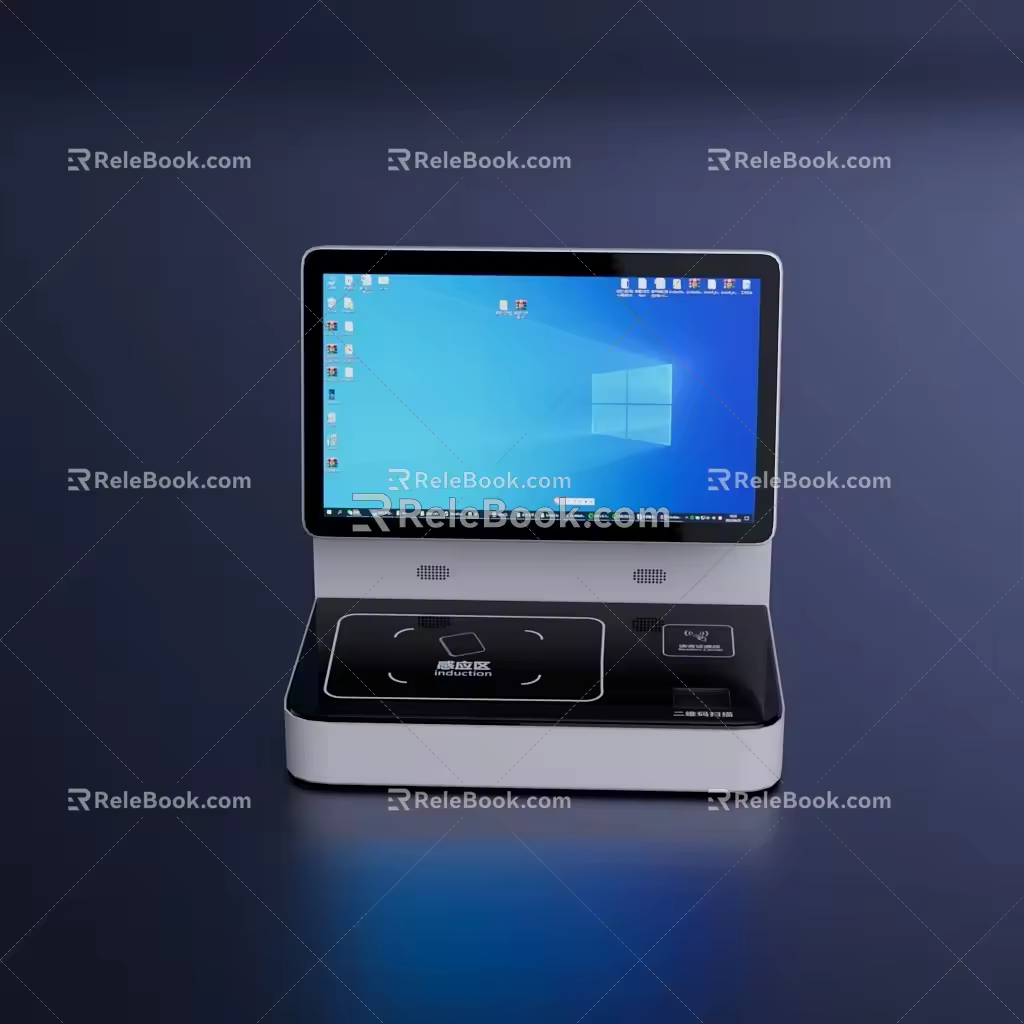 Computer All-in-One Librarian Workstation RFID Equipment Touch All-in-One Touch All-in-One 3d model