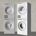 Stacked White Washing Machine and Dryer in Modern Home Interior Design 3d model