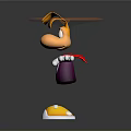 Cartoon Character Featuring Orange Hat Purple Body White Hands Egg Shaped Objects And Transparent Halo