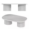 Elegant Marble Dining Table With Oval Top And Fluted Legs Modern Design 3d model