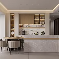 Modern Living and Dining Room Interior With Sofa Coffee Table Marble Counter And City View