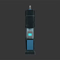 Sci Fi Style Metal Case With Blue Door Handle Warning Sign And Blue Display Panels