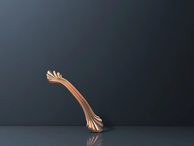 Elegant Golden Decorative Handle With Intricate Curved Design For Cabinet Furniture 3d model