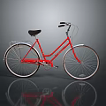 Red Classic Bicycle with Black Seat Silver Handlebars Shiny Fenders and Smooth Tires
