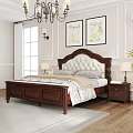Classic Solid Wood Double Bed With Tufted Upholstered Headboard For Cozy Elegant Bedroom Space