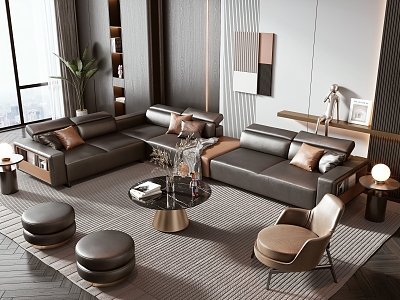 Minotti sofa coffee table combination 3d model