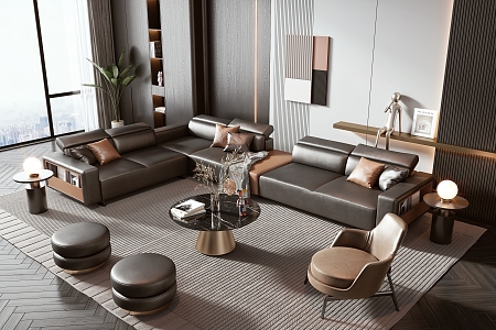 Minotti sofa coffee table combination 3d model