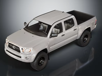 White Toyota Pickup Truck With Black Tires And Cargo Bed Design 3d model