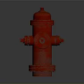 Red Fire Hydrant with Metallic Surface and Classic Urban Structure