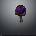 3D Designed Helmet With Red Outer Shell Purple Visor Green Details And Metal Base