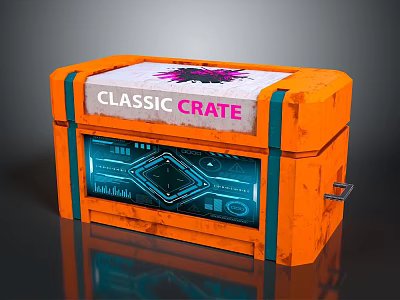 Weapon Classic Crate Orange Storage Container With Tech Inspired Digital 3d model