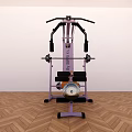 Purple Multifunctional Sports Equipment with Seat Barbell and Workout Components in Indoor Wooden Floor Setting