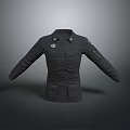 Black Casual Jacket With Multiple Pockets Front Patch And Functional Design For Daily Use 3d model