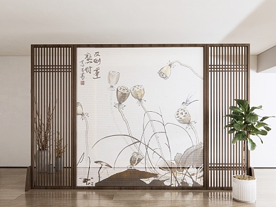 New Chinese Style Screen Partition 3d model