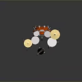 Orange Wood Grain Drum Set With White Drumheads Cymbals And Drumsticks