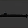 Modern Gray Military Submarine With Long Hull And Antenna Structures