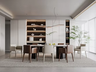 Modern Restaurant Home Dining Table and Chair Combination 3d model