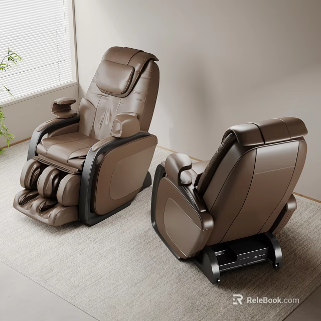 Brown Leather Massage Chair With Modern Design And Full Body Massage For Comfortable Relaxation 3d model 