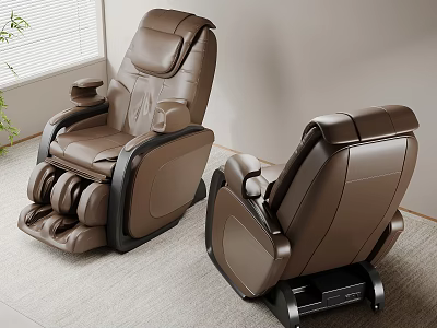 Brown Leather Massage Chair With Modern Design And Full Body Massage For Comfortable Relaxation 3d model