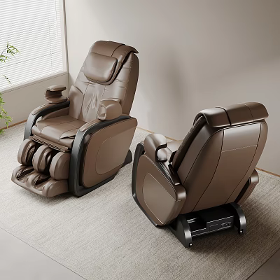Brown Leather Massage Chair With Modern Design And Full Body Massage For Comfortable Relaxation 3d model