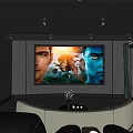 Modern Luxurious Home Theater Interior With Curved Sofa Recliner Seats And Projector