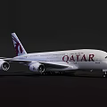 Qatar Airlines Passenger Airplane With White Body Four Engines And Red Tail Design