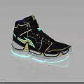 Stylish Modern High Top Sneakers With Black Gold Accents Blue Details Transparent Sole