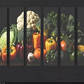 Fresh Vegetable Themed Five Panel Canvas Wall Hanging For Kitchen Decor